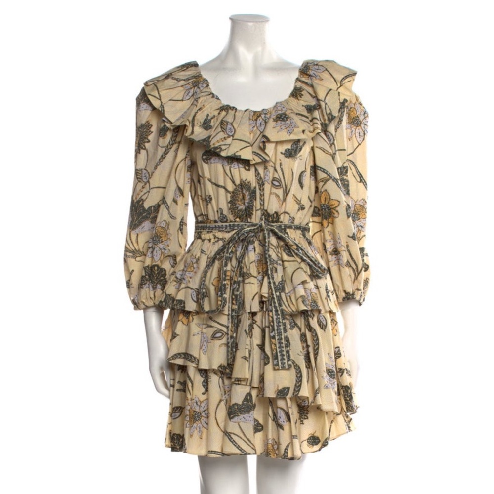 Ulla Johnson Yellow Floral Long Sleeve Dress